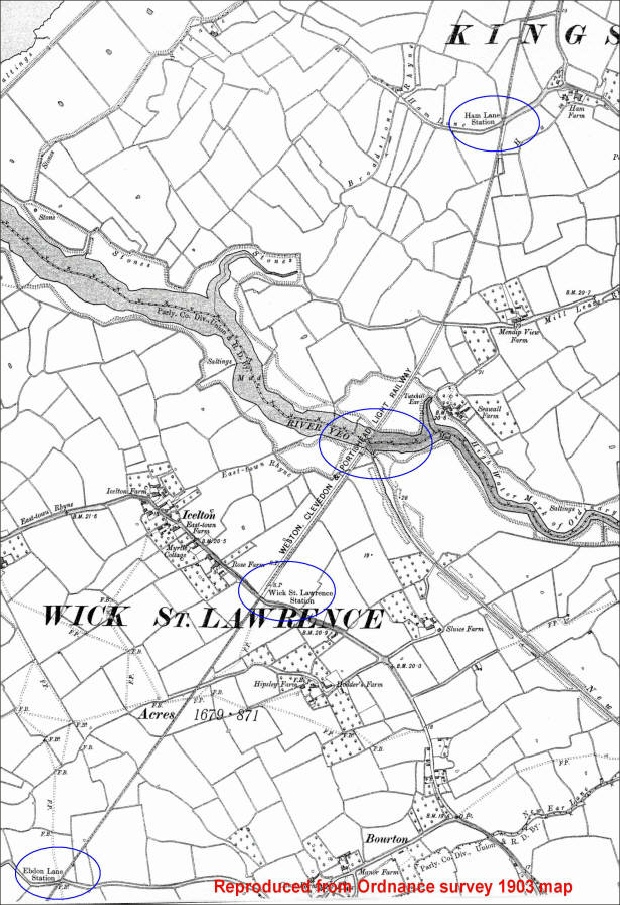 Wick St Lawrence area 1903 OS map