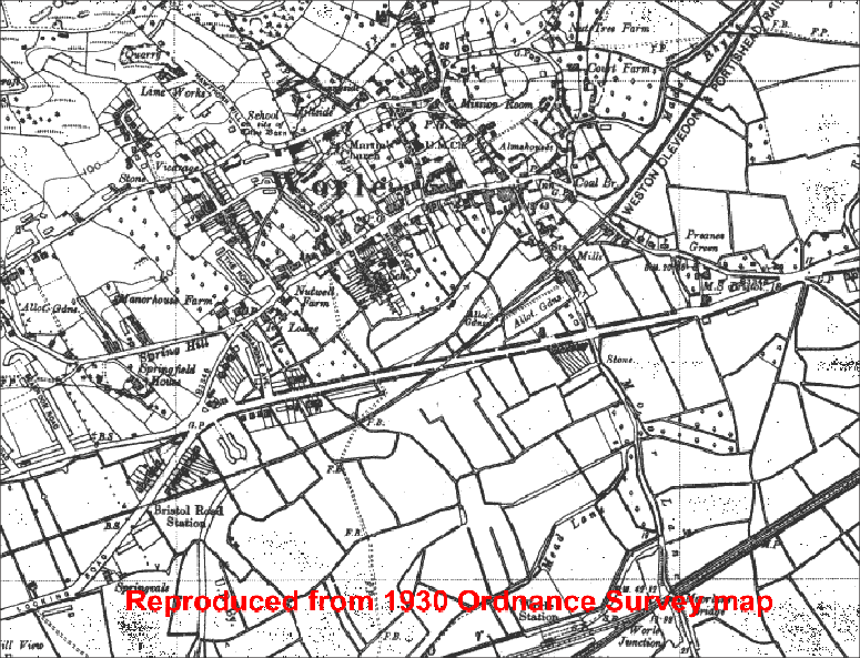 Worle 1930 OS map